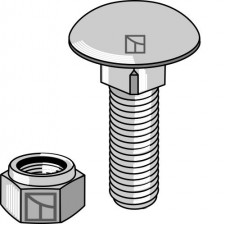 Boulon à tête bombée avec écrou à freinage interne adaptable M10 x 1,5 x25- 8.8