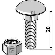 Boulon à tête bombée avec écrou à freinage interne adaptable M8 x 1,25 - 8.8