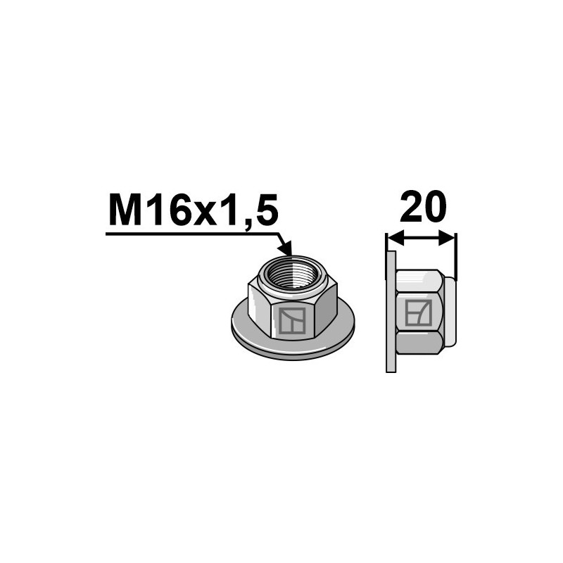 Écrou à embase à freinage interne M16x1,5 - 10.- Polystop - Rabe - 8405.00.18