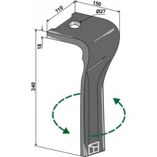 Dent pour herses rotatives, modèle gauche - Pöttinger - 873.40.220.1