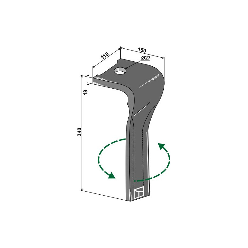 Dent pour herses rotatives, modèle gauche - Pöttinger - 873.40.220.1