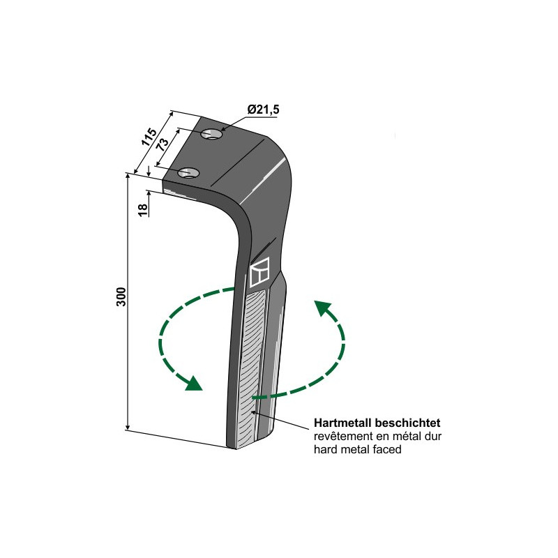 Dent pour herses rotatives, modèle gauche - Lemken - 3377037