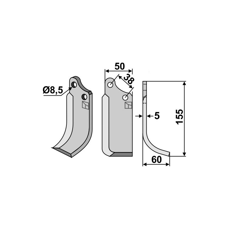 Lame de fraise rotative droite - Agria - 071943