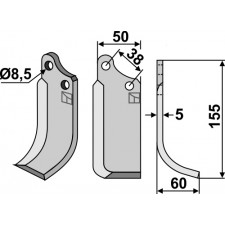 Lame de fraise rotative droite - Agria - 071943