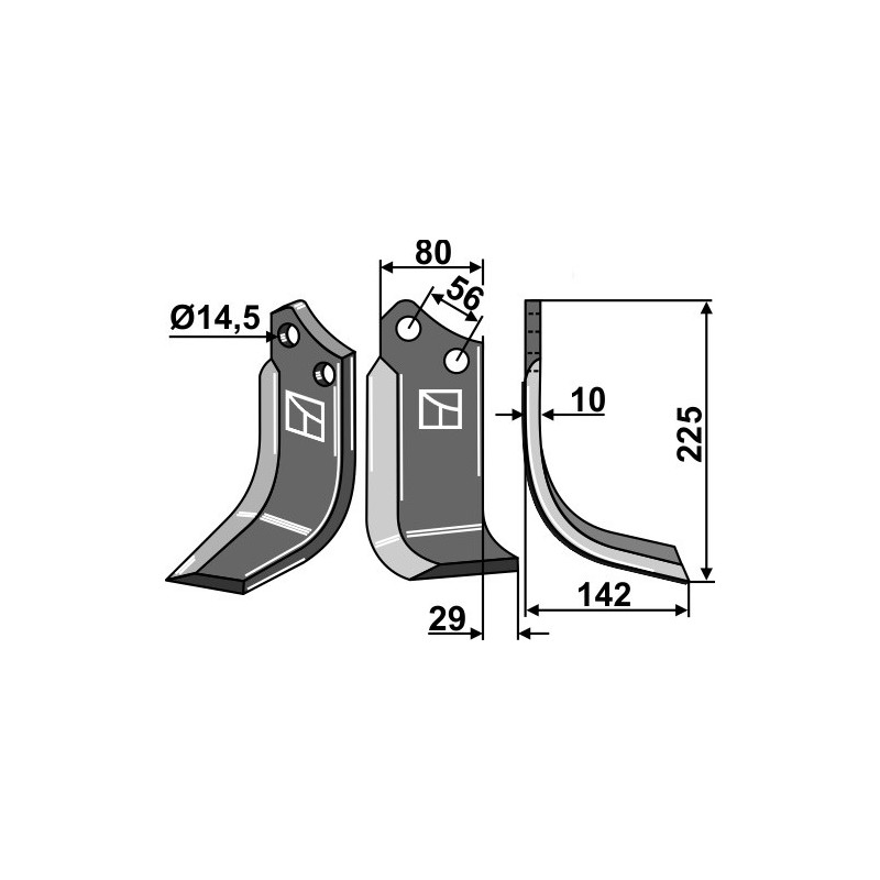 Lame de fraise rotative droite - Maschio / Gaspardo - R17820860R